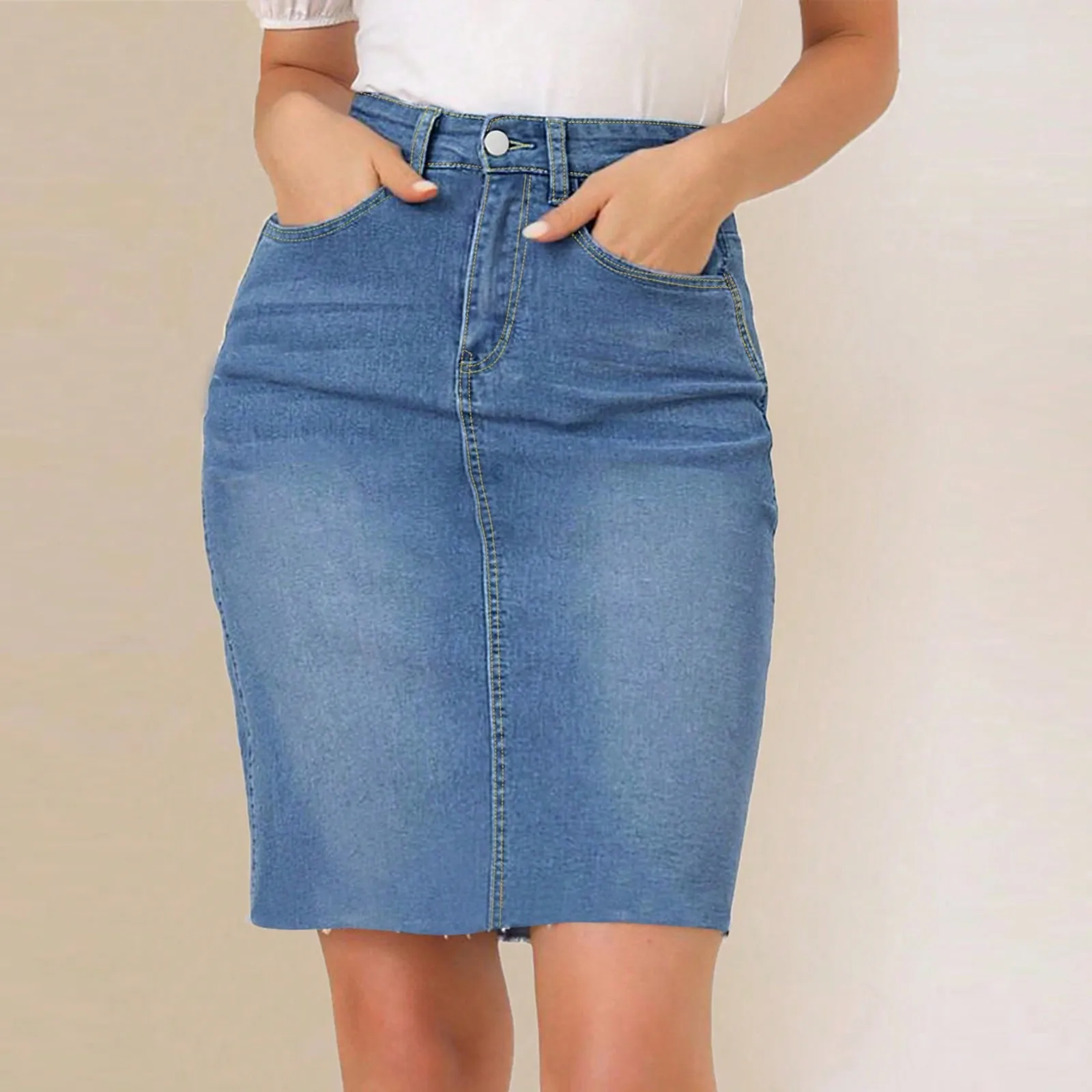 

Модная юбка с запахом и высокой талией, облегающее джинсовое платье до половины тела 2025 года, женская повседневная трендовая уличная юбка