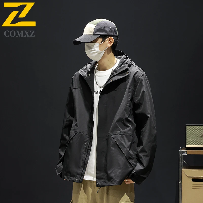 

Мужская куртка COMXZ, Лидер продаж, уличная спецодежда, ветровка, пальто, Тренч с капюшоном, модная японская универсальная горная повседневная куртка 2025