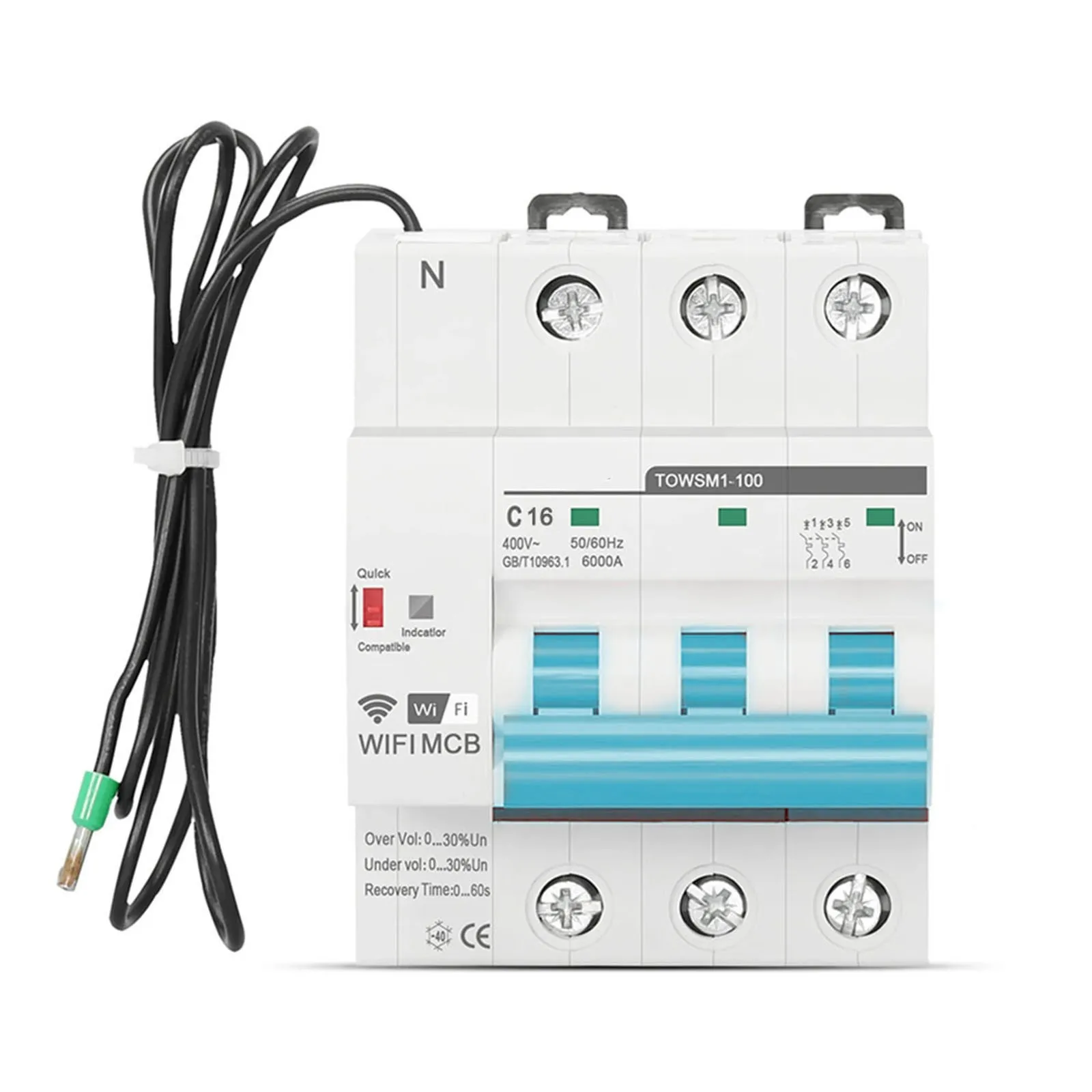 

Smart WiFi Circuit Breaker 3P 16A with Remote Control and Timer Function for Home Automation and Device Management