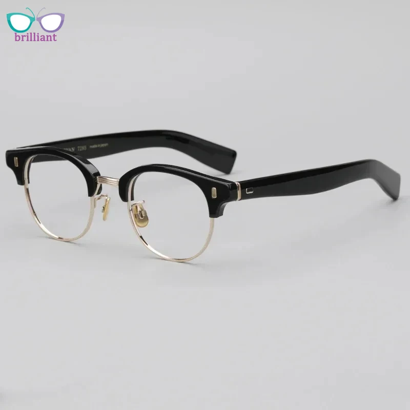 

Vintage Half Frame Acetate Round Men Glasses Frame Fashion Designer Brand Handmade Women Myopia Prescription Optical Eyeglasses