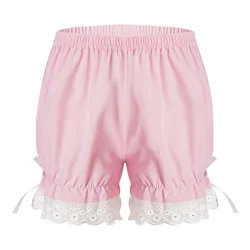 Kids Girls Safety Shorts Pants Elastic Bowknot Lace Waist Bloomers Pumpkin Shorts Breathable and Safety Underwear Clothing