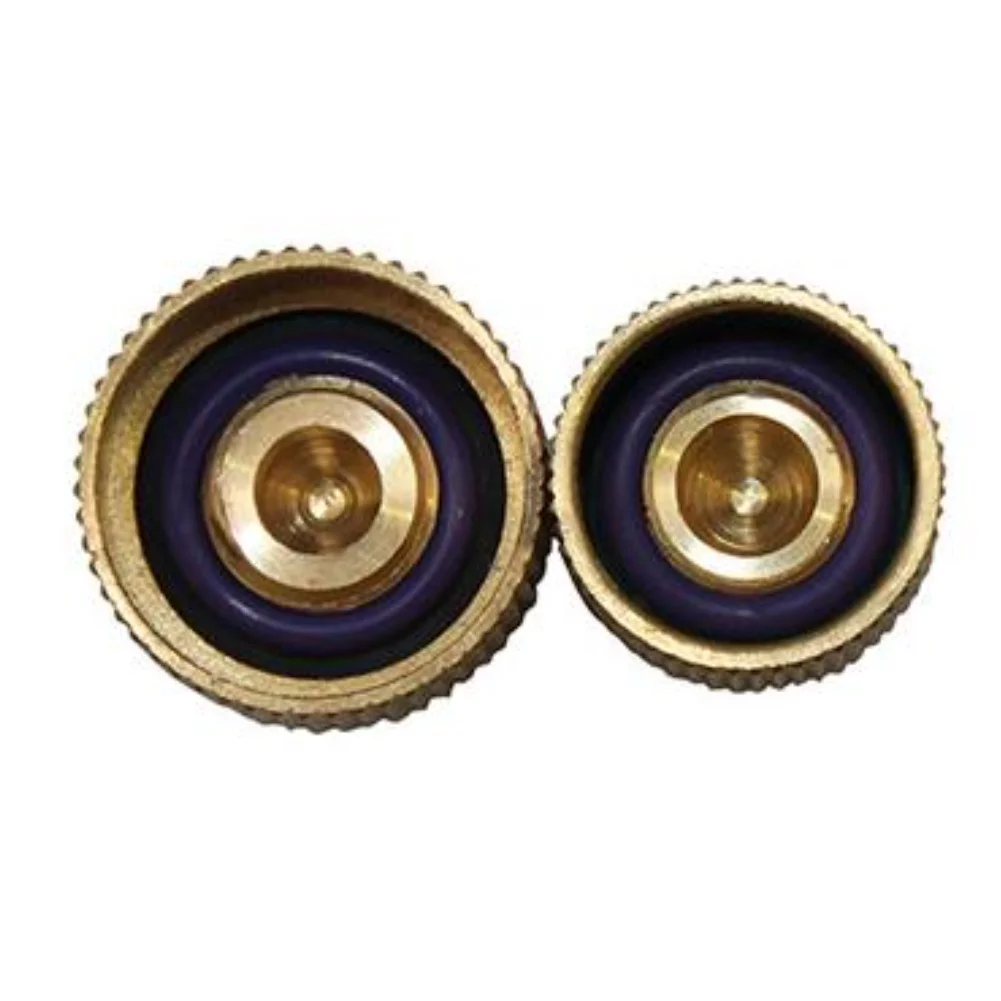 1 Set Brass AC Valve Cap Kit High And Low Side Port Cover Leak Proof/ For Automotive Air Conditioning System Gold