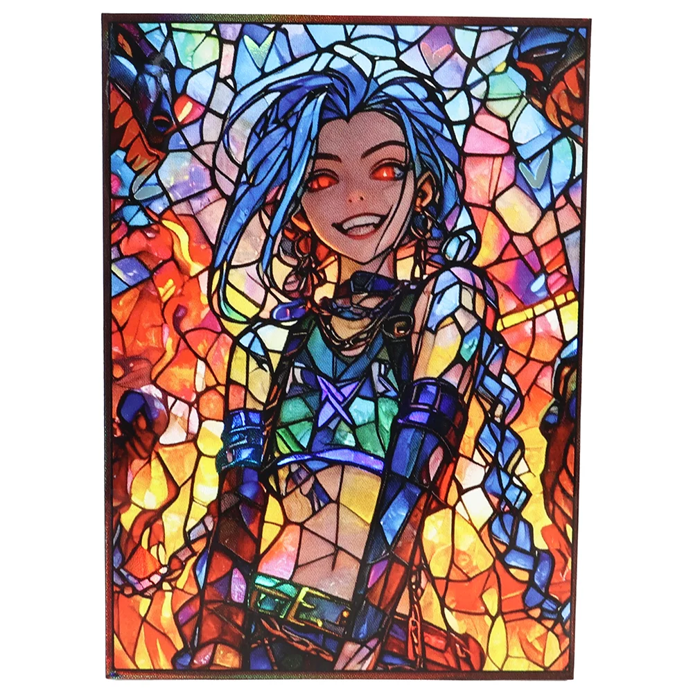 

50 Pcs Laser League of Legends Jinx Card Sleeves Used for Standard Size Board Game Trading Cards Game collection card TCG Cards.