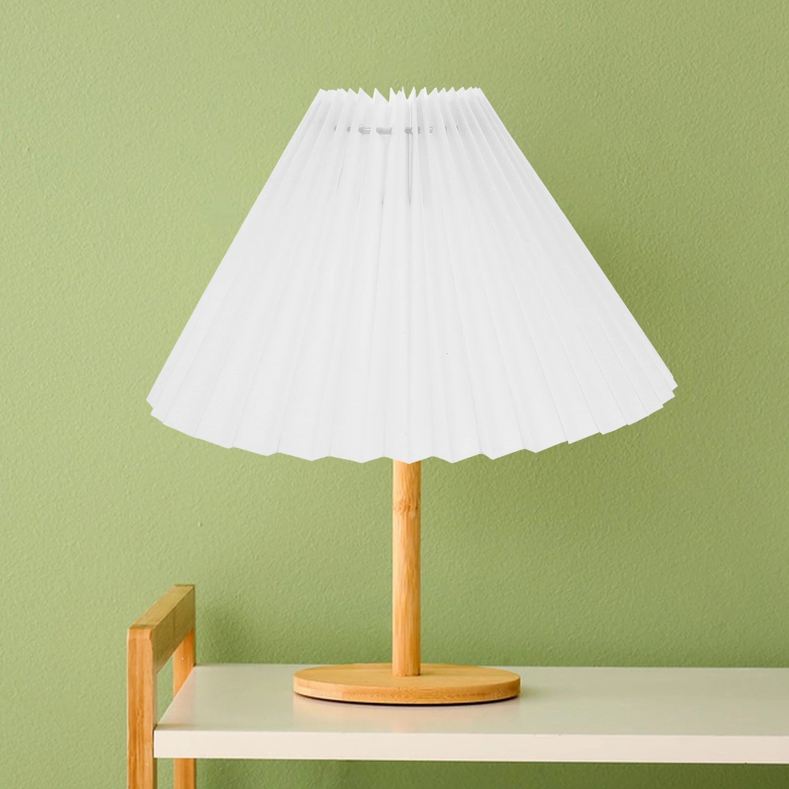 

PVC Fabric Lampshade Pleated Design Replacement Table Lampshades for Bedroom Living Room Study Soft Light Transmission
