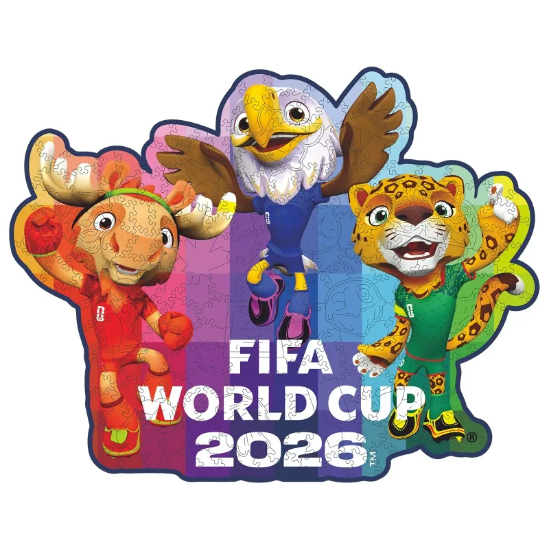 

Красочный деревянный пазл с тремя талисманами Чемпионата мира по футболу FIFA, креативная игрушка на спортивную тематику, украшение для дома и офиса, подарок для детей