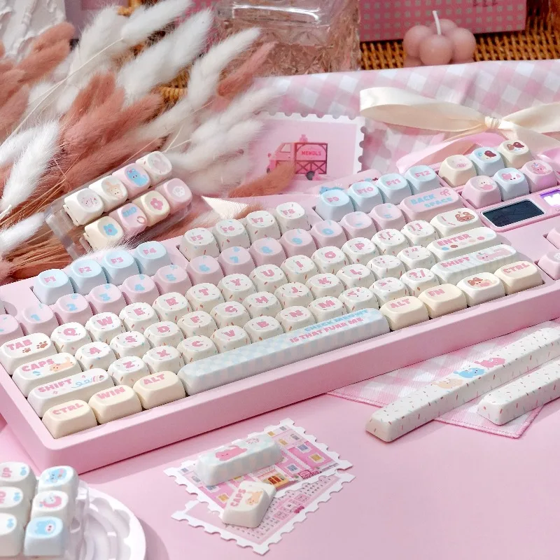 

140-клавишные колпачки для клавиш на тему кошачьей вечеринки, аксессуары для механической клавиатуры на заказ, профиль SOA/вишневый DYE - сублимационный подарок из ПБТ ручной работы