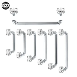 1PC G23 Titanium Surface Piercing CZ Crystal Dermal Anchor 14G Internally Threaded Micro Dermal Anchors Bar Body Jewelry
