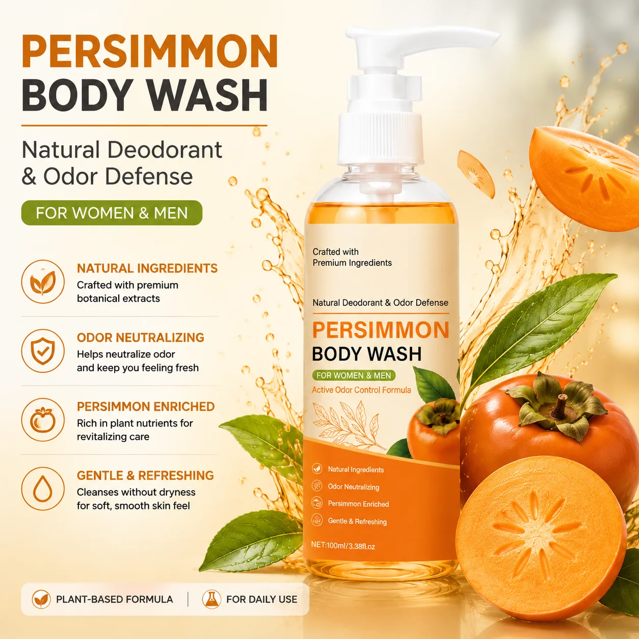 Formulated with natural plant ingredients, this gentle and refreshing cleanser provides daily deodorizing care. It helps keep sk