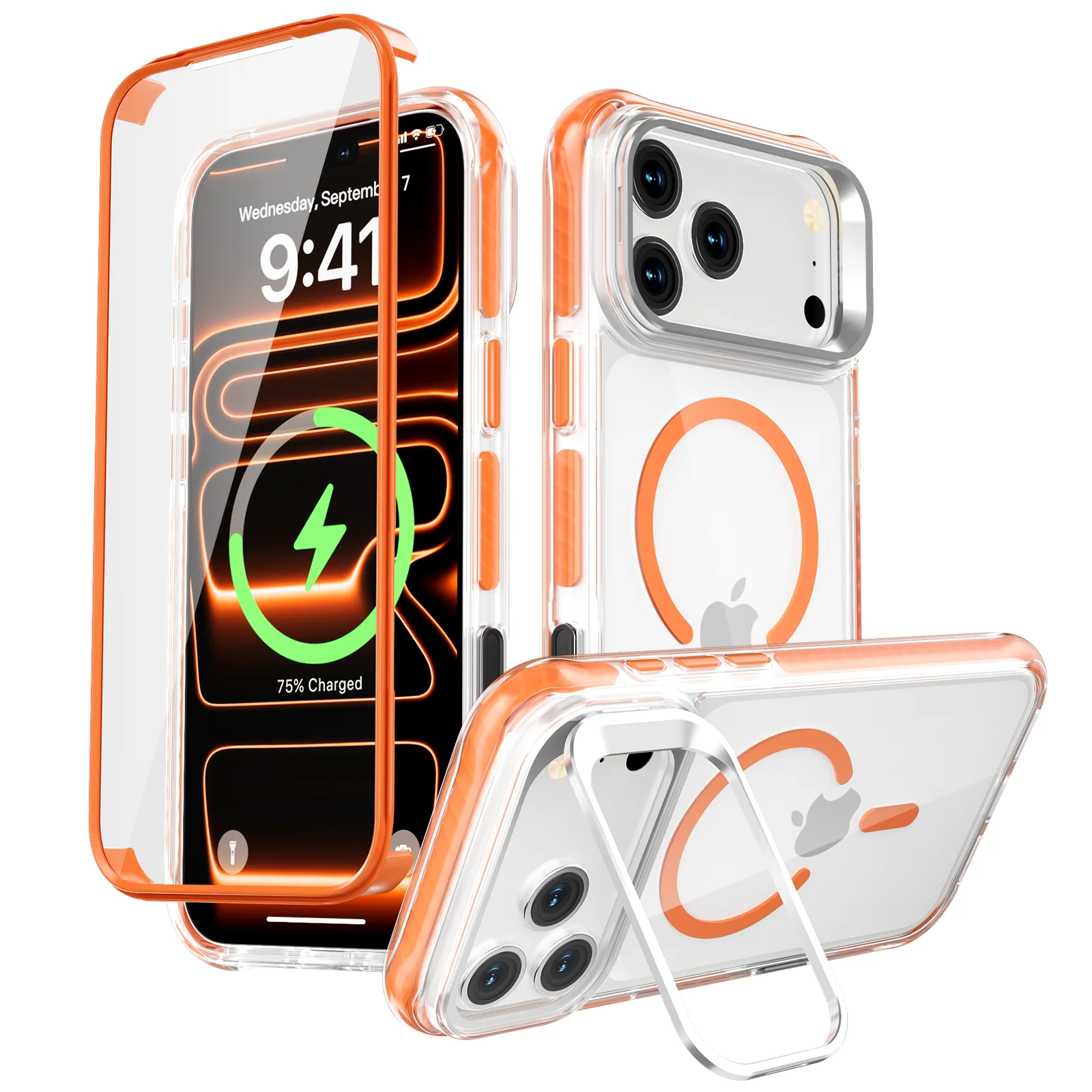 

360° Full Protection Magnetic Case For iPhone 17 16 Pro Max 17 Air 17 Pro For Magsafe Lens Holder Screen Protector Clear Cover