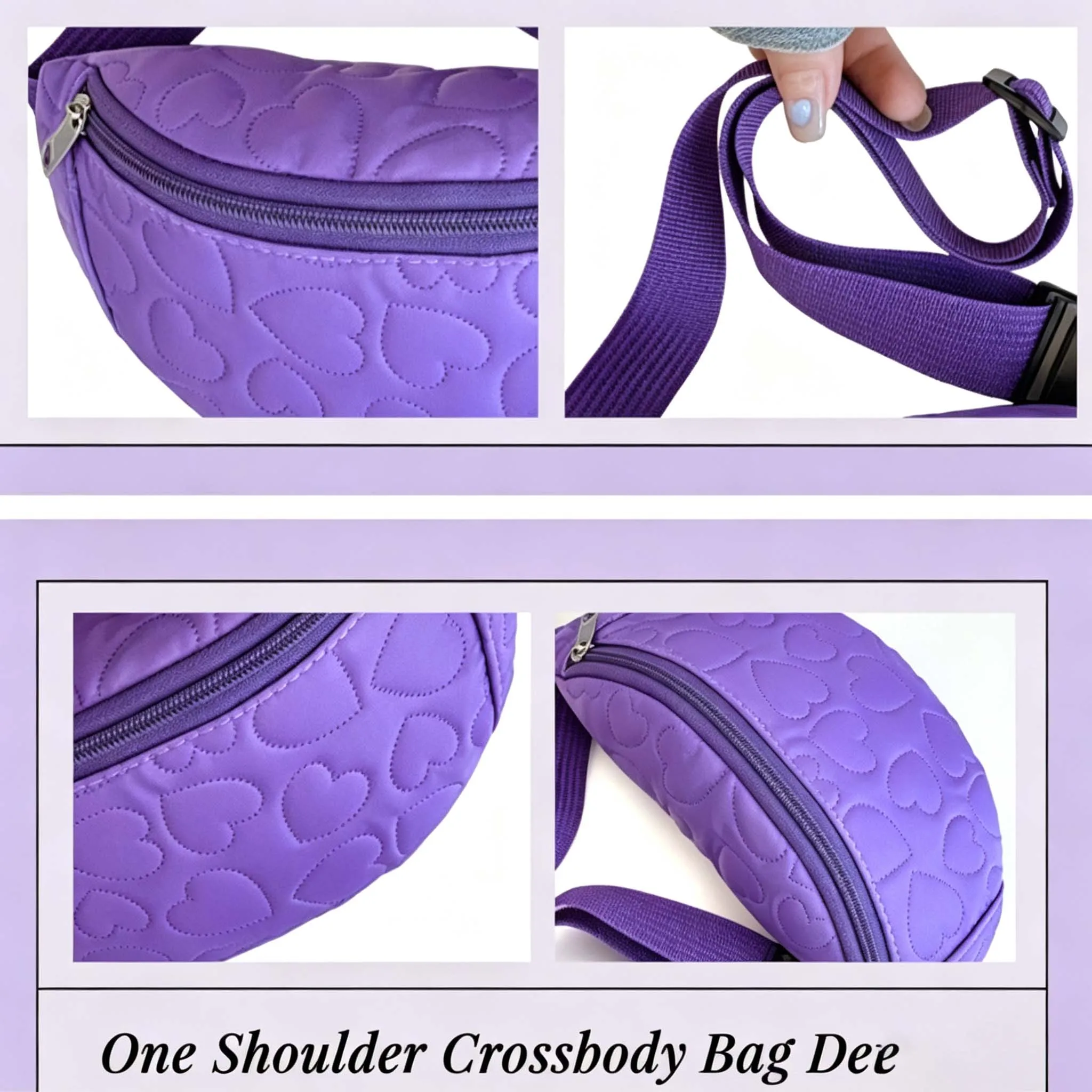 Personalized Embroidered Fanny Pack, Custom Name Quilted Waist Bag, Mini Sling Crossbody Chest Bag for Women & Kids