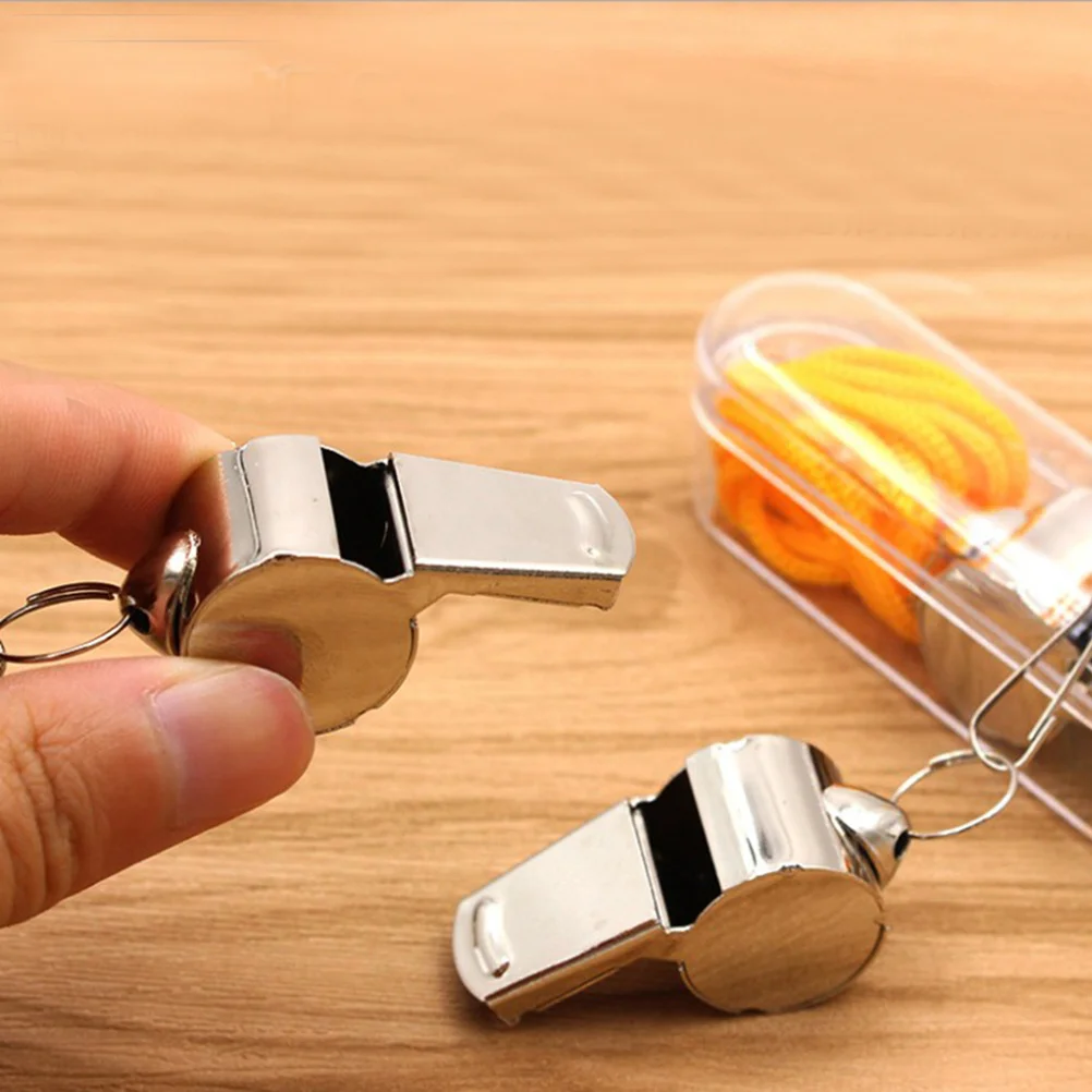 3 قطعة صفارات إنقاذ الفولاذ المقاوم للصدأ الحبل بصوت عال الطوارئ الرياضة التدريب الحكم في الهواء الطلق التنزه التخييم صافرة طوارئ #4