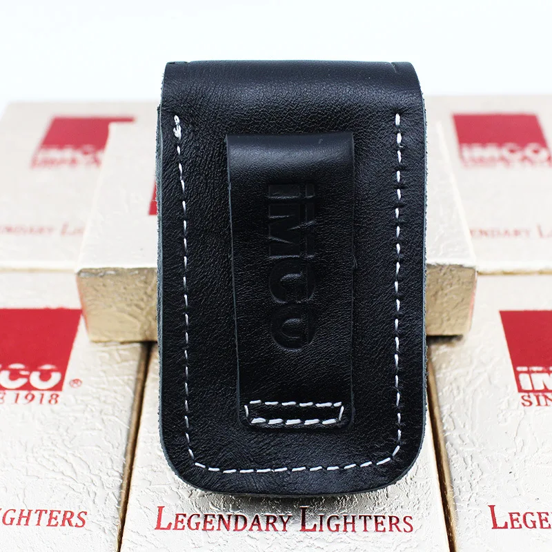 Fashion Genuine Leather Black Cgarette Lighter Box For IMCO Austria Lighters Case High Quality Waist Bag Smoking Accessories