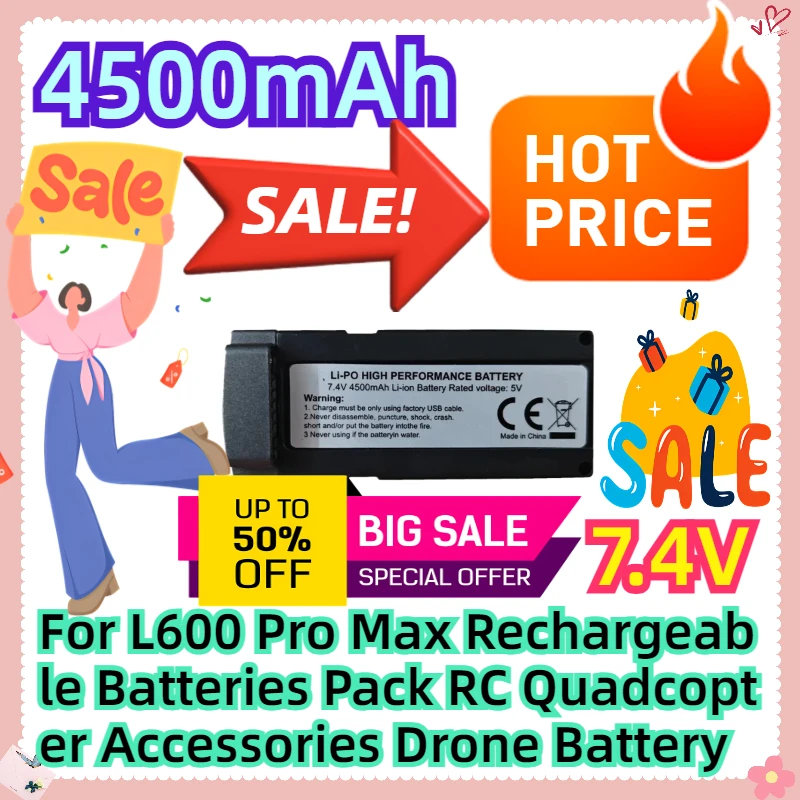 

For L600 Pro Max Rechargeable Batteries Pack RC Quadcopter Accessories Drone Battery 4500mah Battery