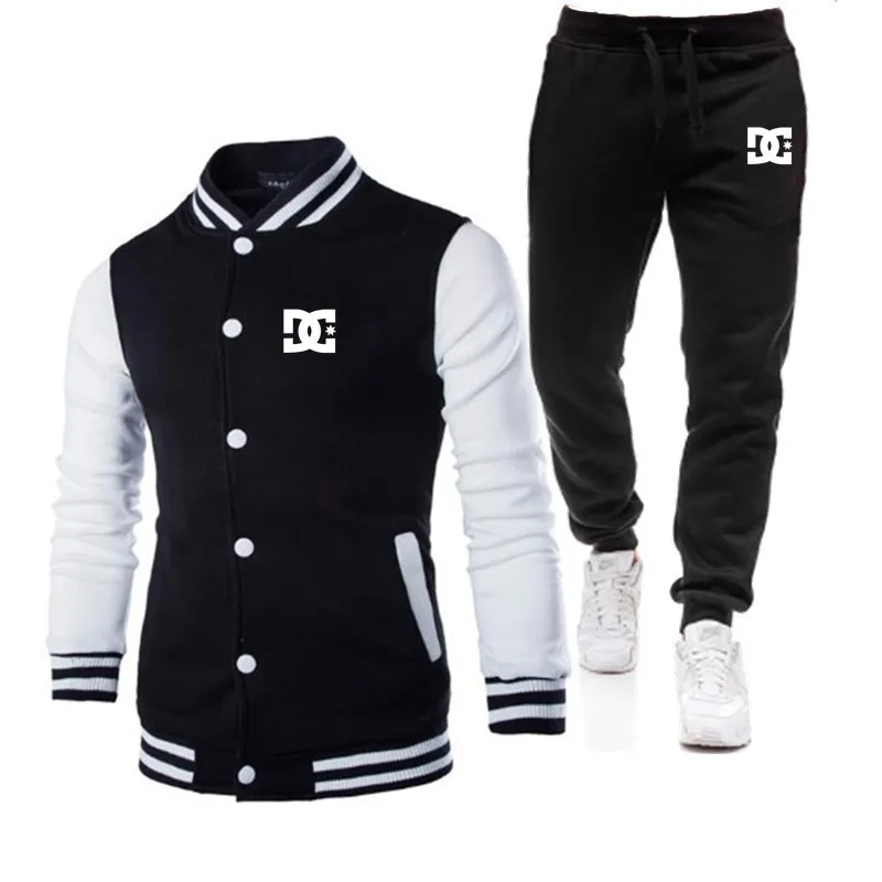 Seasonal fashionable men\'s clothing sports and leisure baseball jacket pants set outdoor jogging cardigan hat less set