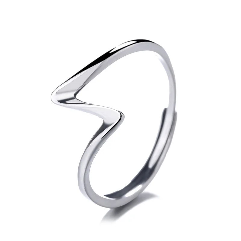 RYJU 925 Sterling Silver Fashion Simple Design Sea Wave Rings for Women Irregular Minimalist Adjustable Rings Engagement Jewelry