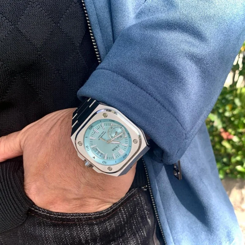 ساعة رياضية مربعة زرقاء من CILOA للرجال 2025 ماركة كبيرة الحجم فاخرة عالية الجودة هدية مثالية لصديقها ساعة كوارتز