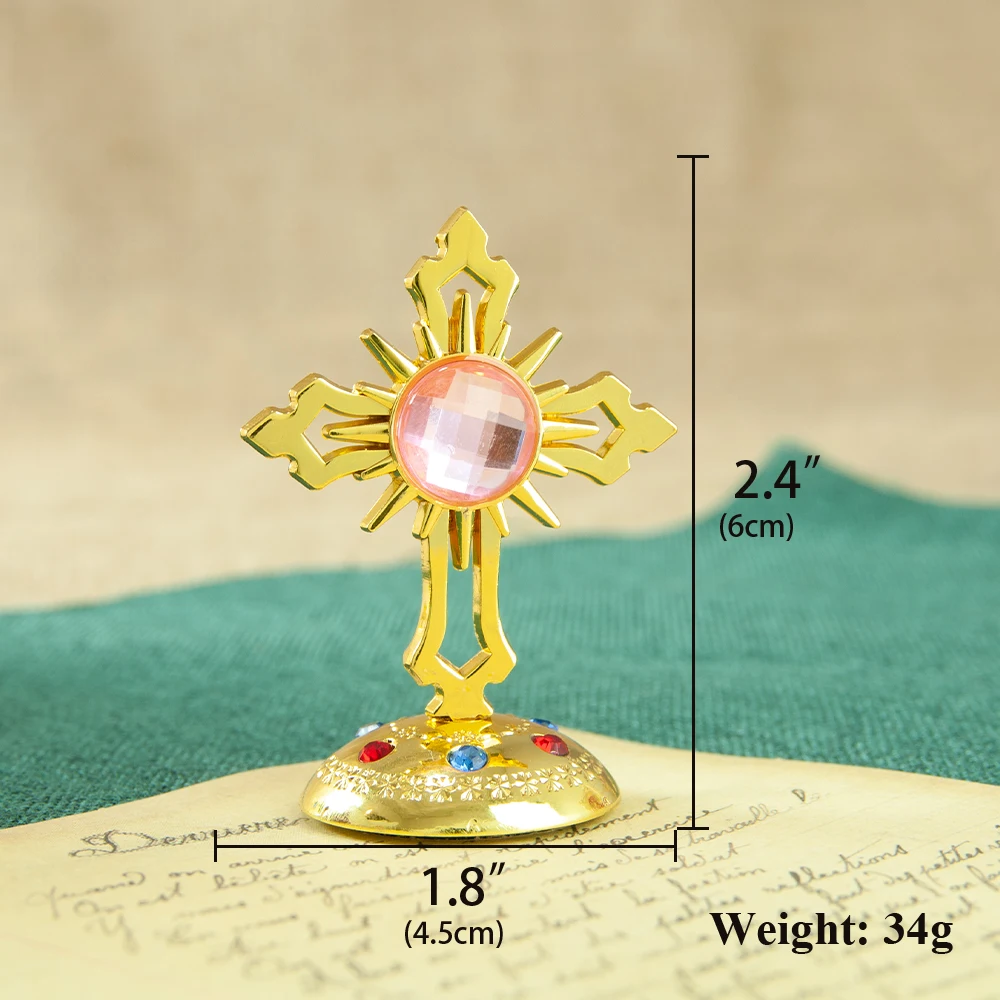 جديد رائع سبيكة الأسرة منضدية الديكور مع منحوتة الكنيسة الدينية الصلبان الداخلية مركز وحدة التحكم الديكور صندوق هدية #3