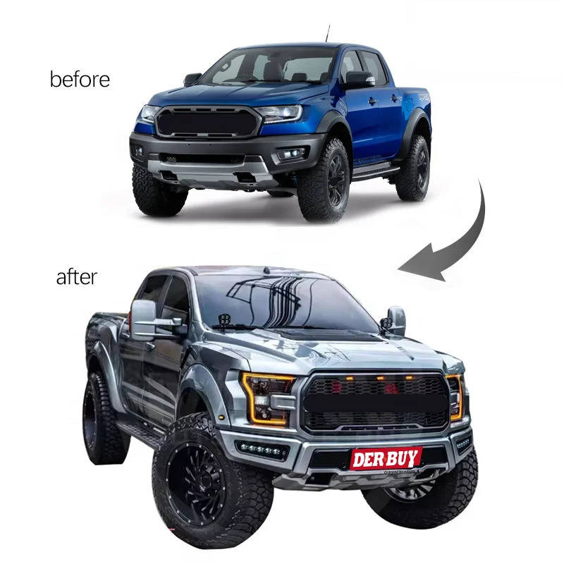 Auto Modification for Ford Ranger T6 T7 T8 facelift 2012-2021 convert to F150 Raptor body kit F150 Pickup bodykit