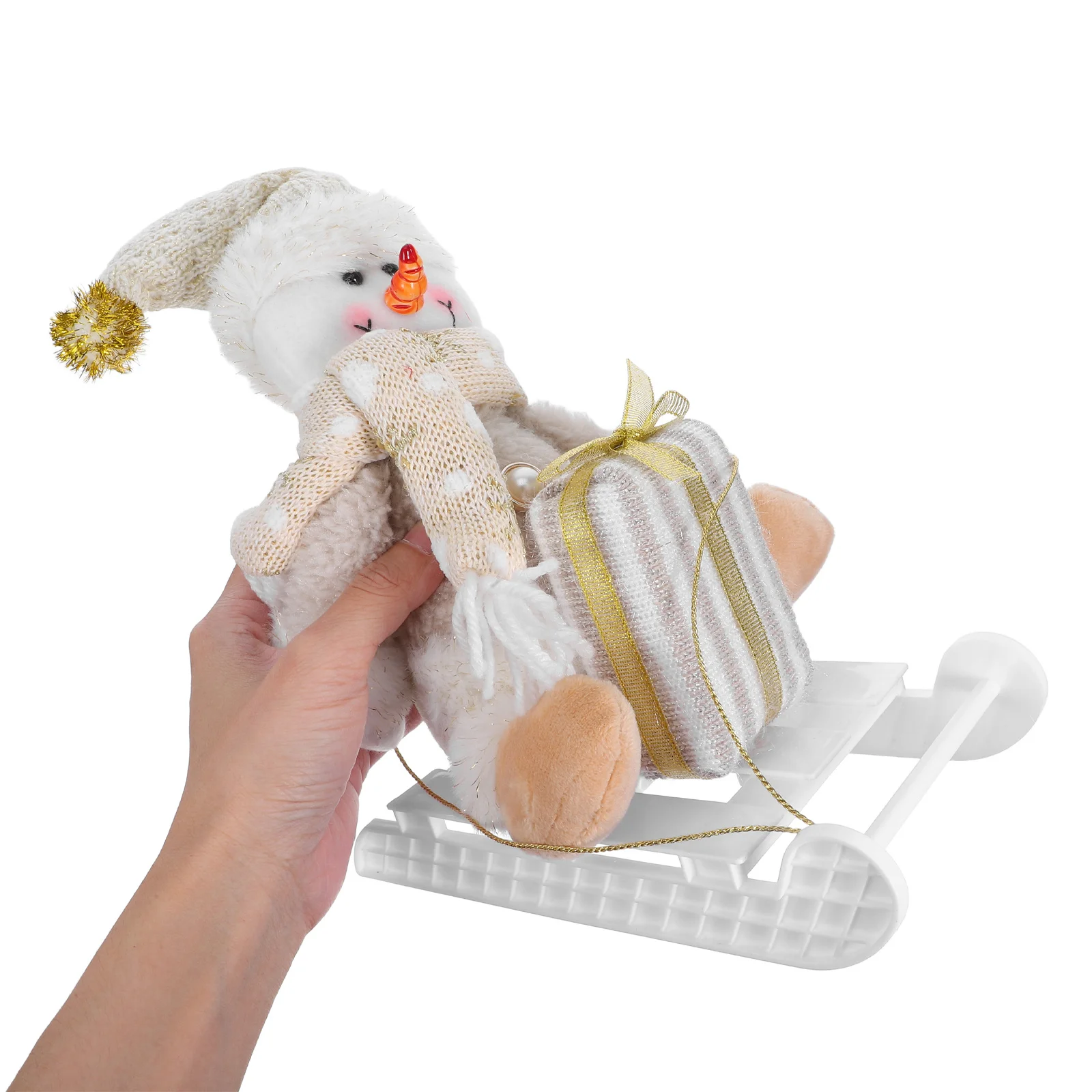 

Christmas Snowman Sled Ornament Cute Xmas Figure on Plastic Sleigh Holiday Table Decor Party Centerpiece Christmas on Sled