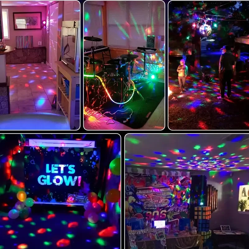 1 PC Disco Ball Party Light (con fuente de alimentación estadounidense y control remoto), sincronización de música controlada por sonido de 7 colores