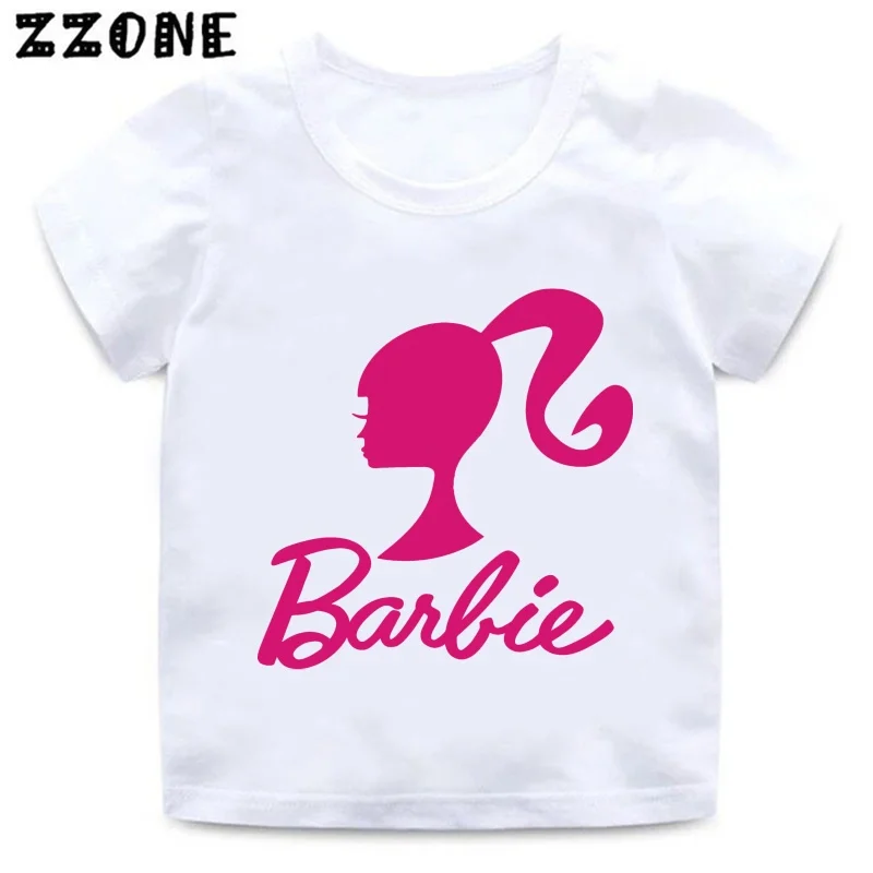 Hot Sale Barbie Princess Print Cartoon Kids T-Shirts Fashion Kawaii Girls Clothes Baby Boys T shirt Summer Children Tops,ooo5906