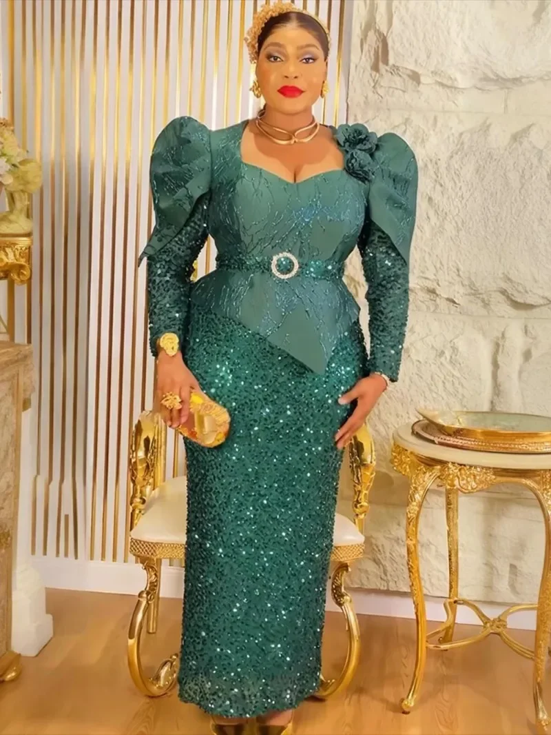 

Элегантные африканские платья для женщин, роскошное вечернее платье с пайетками, большие размеры, турецкое свадебное платье, новинка 2025, африканская одежда