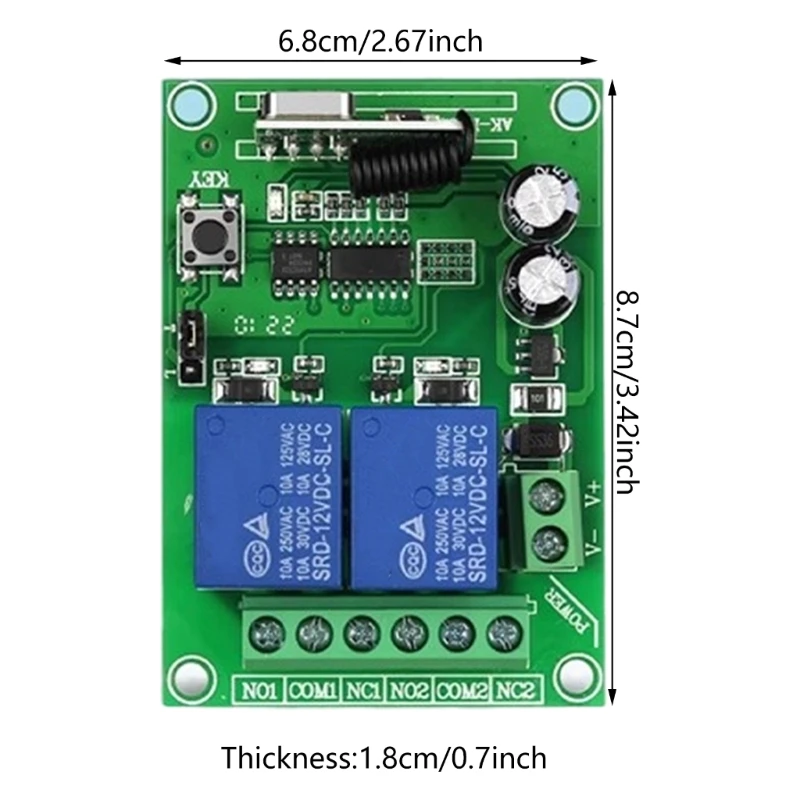 무선 원격 제어 스위치 12V 모터 라이트 게이트용 수신기 보드 중계