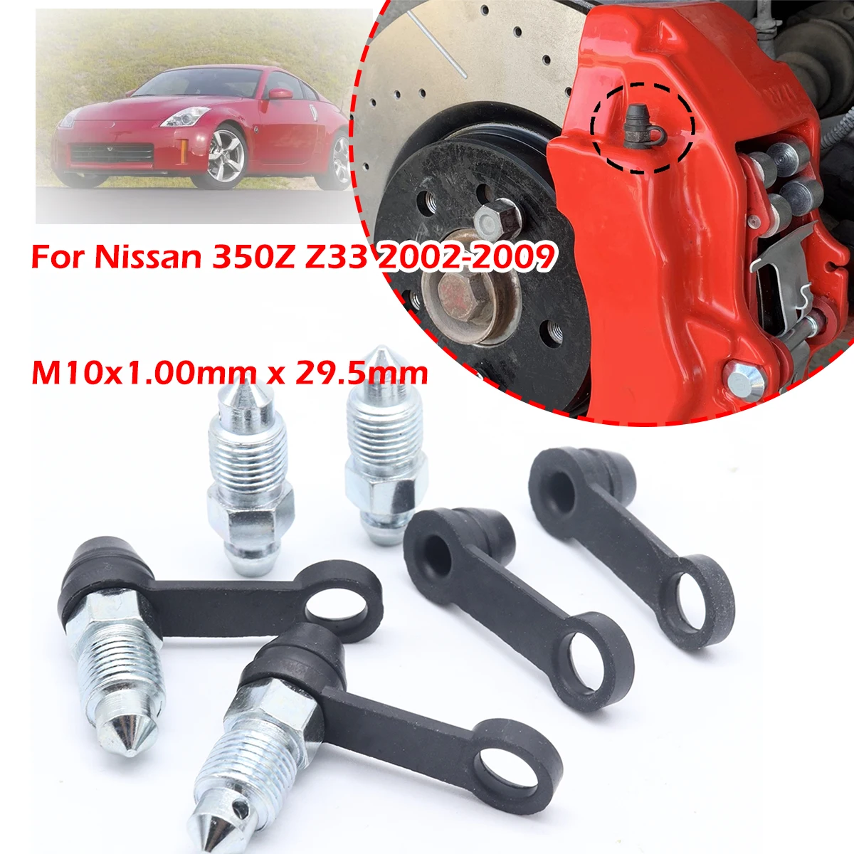 

Front rear Left Right Brake Caliper Bleed Nipple Screw Dust Cover For Nissan 350Z Z33 2002-09 Pump Cap Oil Drain Bleeder Valves