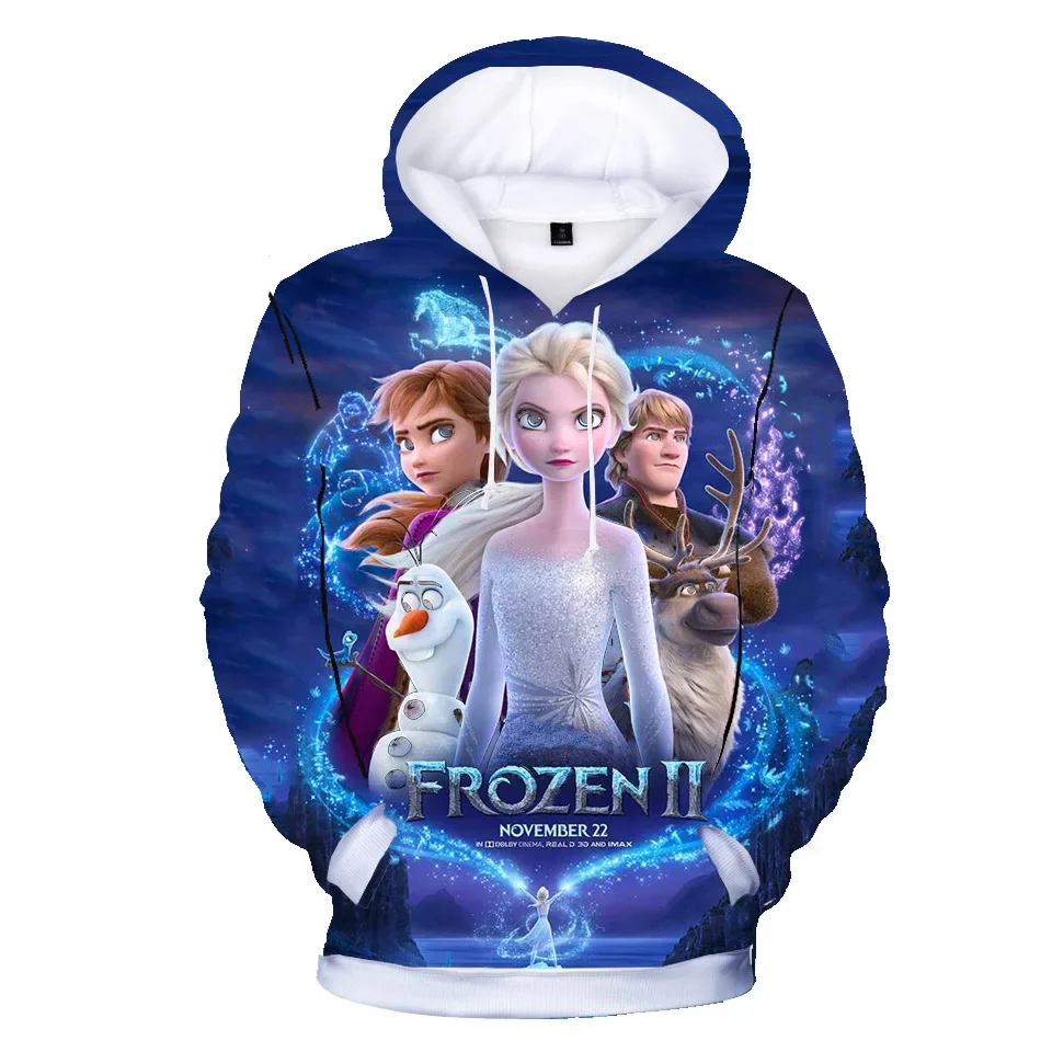 Cartoon Frozen 2 Elsa Anna Kids Baby Girls Toddler 3D Print Princess Hoodies Tracksuit Children Clothing Cute Top Tee Sweatshirt