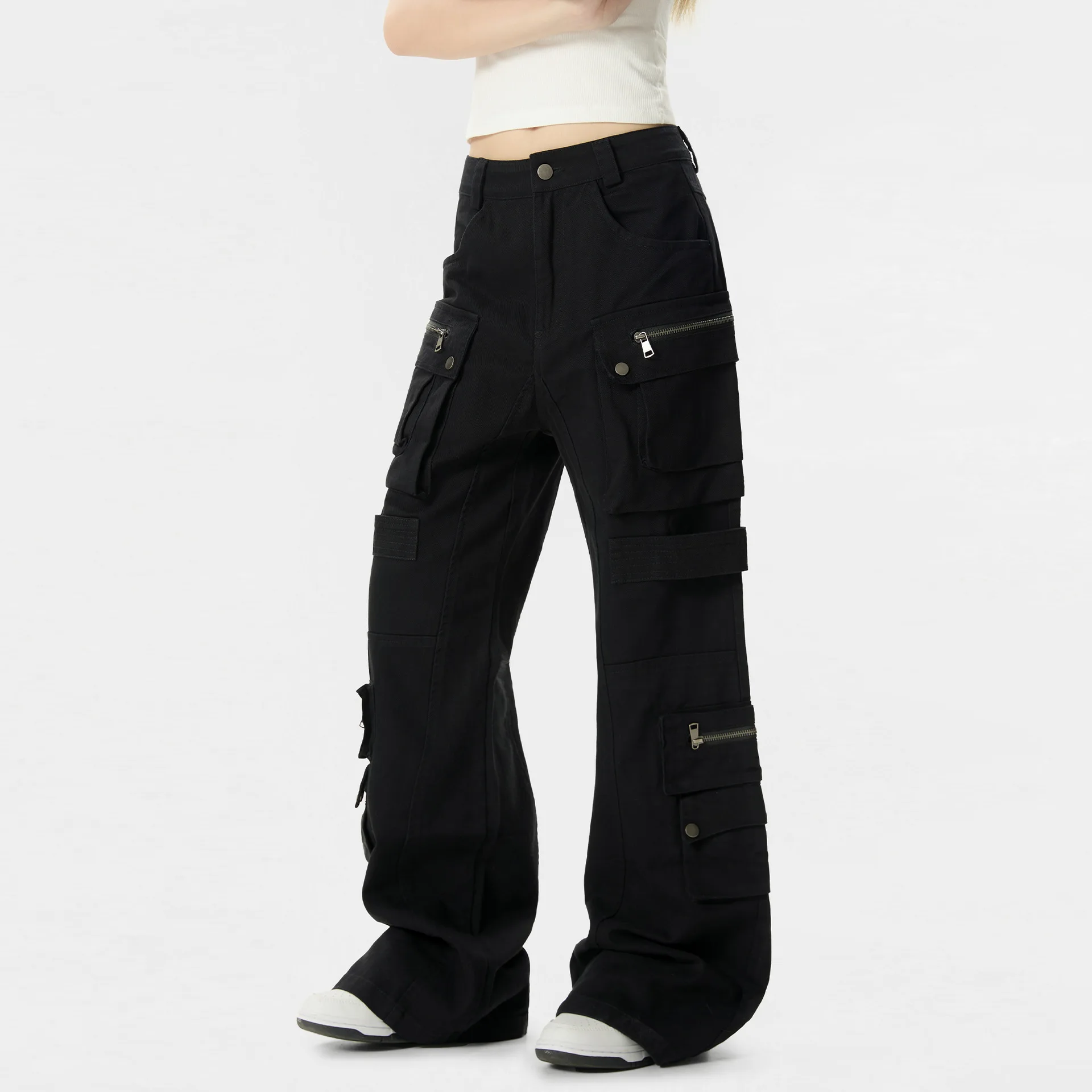 

Женские брюки-карго OR FL American High Street Vibe Micro 100, хлопковые женские брюки-карго с ремешком и несколькими карманами, женские прямые брюки