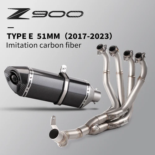 Komplettes System-Motorradauspuff Escape Modify Connect Front Mid Link Pipe mit Schalldämpfer für Z900 Ninja 900 2017–2023