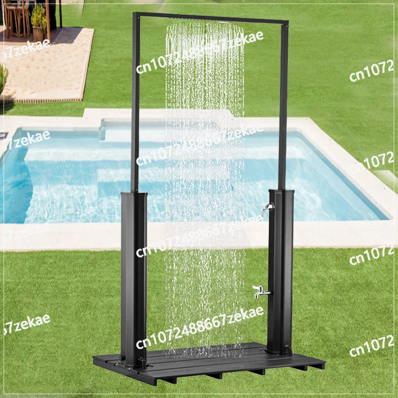 Ducha Solar Plateada De Gran Capacidad, Tanque De 40L, Estilo Puerta Exterior, Color Negro, 2024