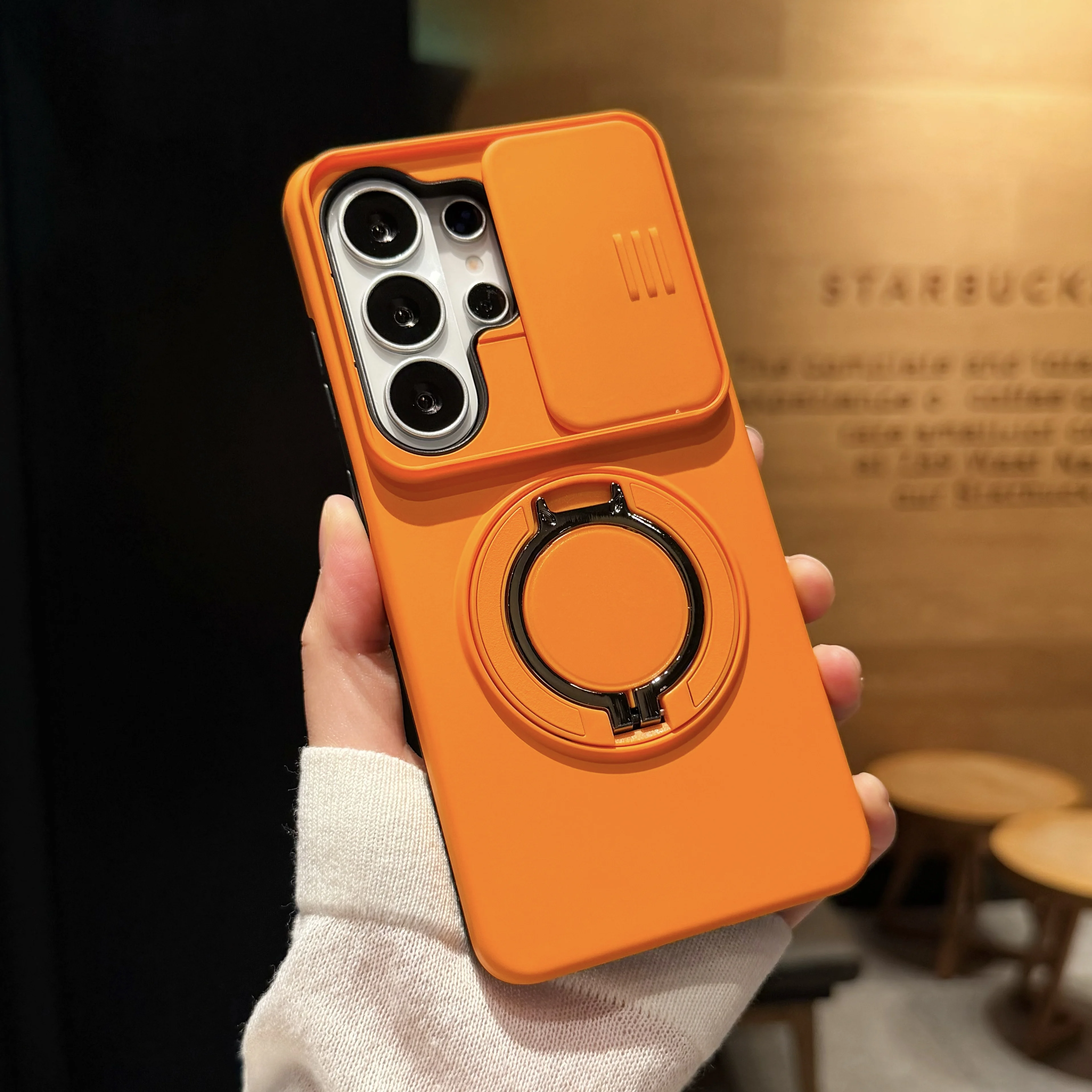 Magnetic Ring Stand Phone Case For Samsung Galaxy S26 Ultra S26+ Slide Camera Lens Protection TPU Frame Plastic Back Cover