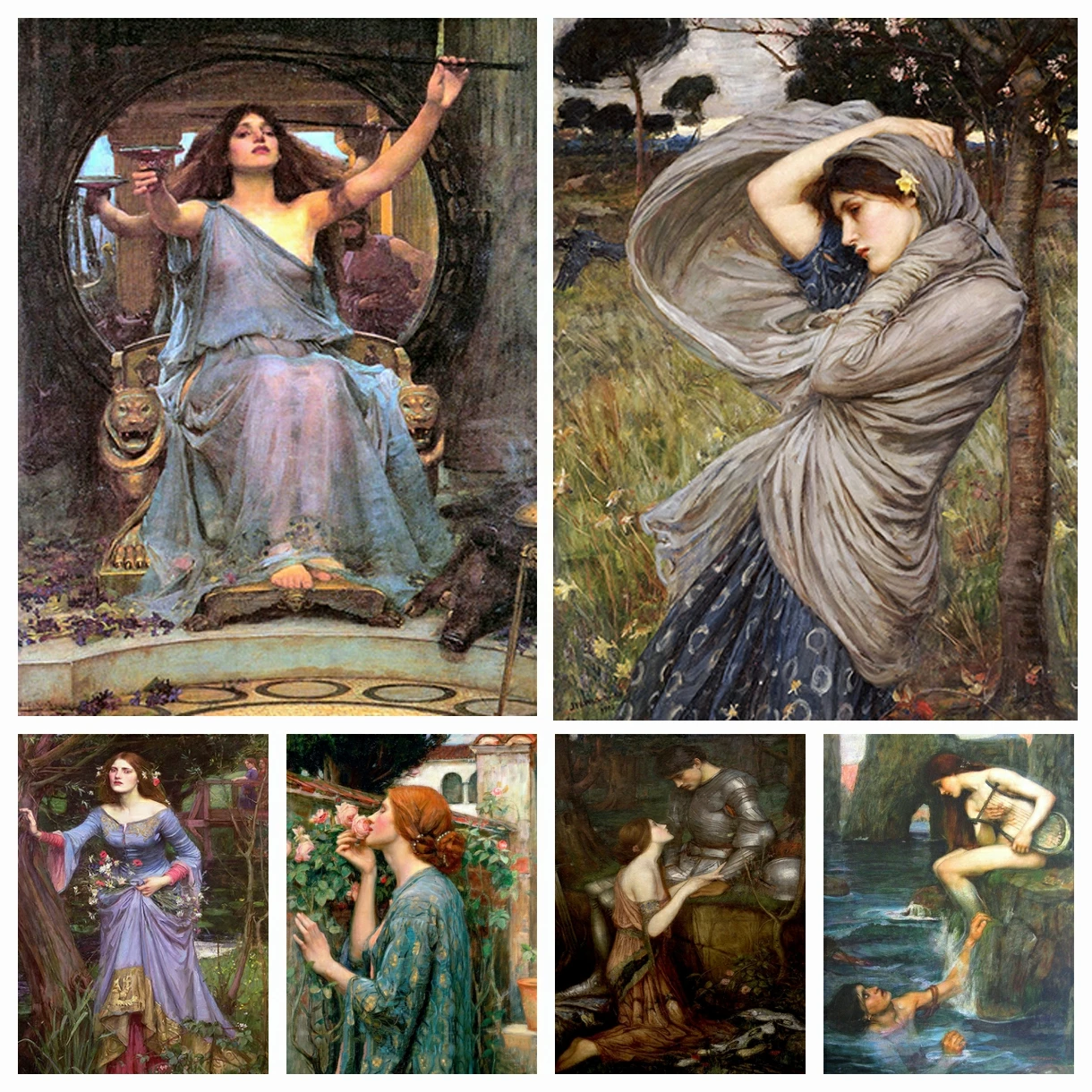 John William Waterhouse 5D DIY Diamond Painting Mosaic Cross Stitch Embroidery Vintage Art Rhinestones Picture Home Wall Decor