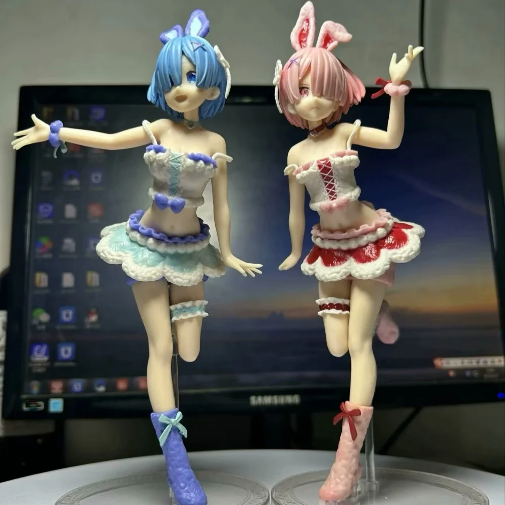 

Аниме Re Life In A Different World From Zero Remu Ramu кроличьи уши ПВХ фигурку Коллекционная модель куклы игрушка 21 см