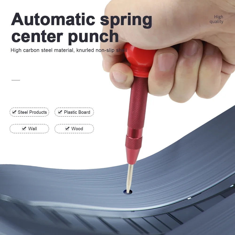 NINDEJIN Automatic Center Punch 1pc Spring Loaded Hole Center Punch Wood Metal Hole Marking Adjustable Impact Puncher