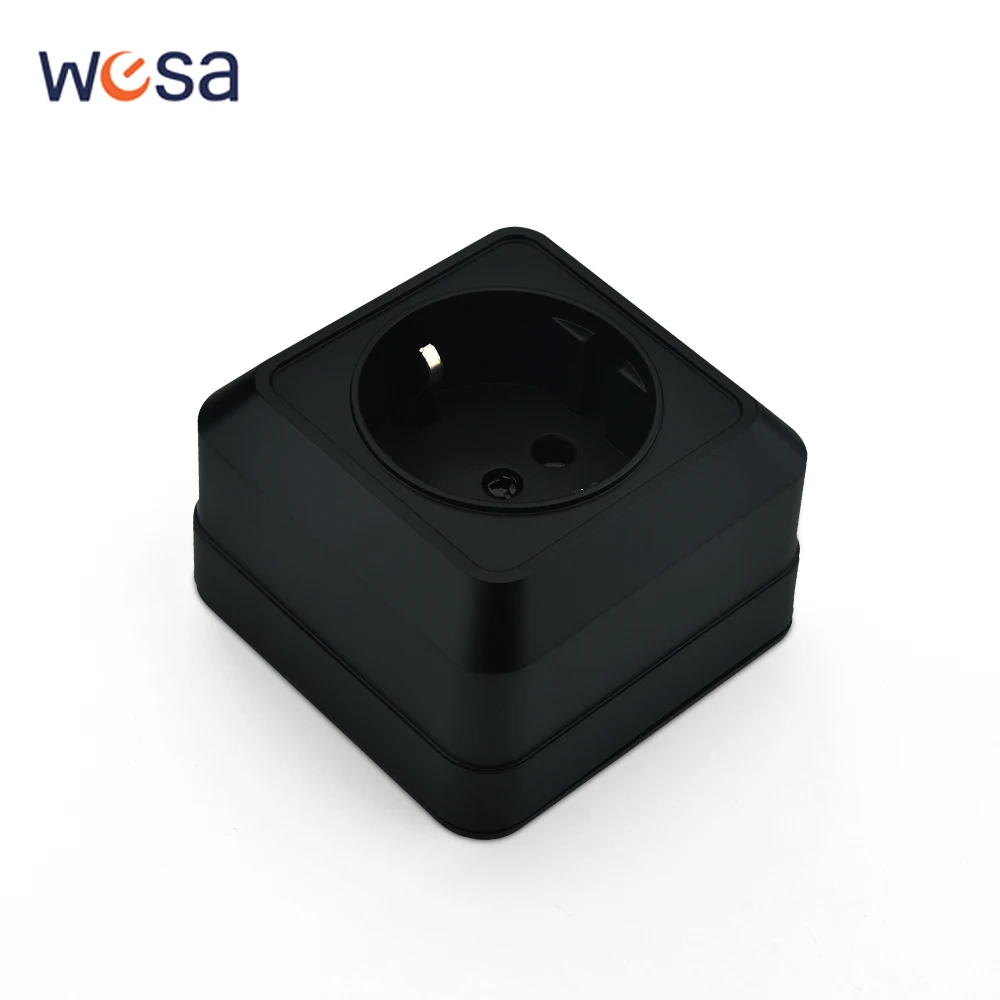 Black Wall Surface With Ground Flame Retardant EU Standard Plugs Socket Classic Electrical Outlets Paint Plastic Power Sockets