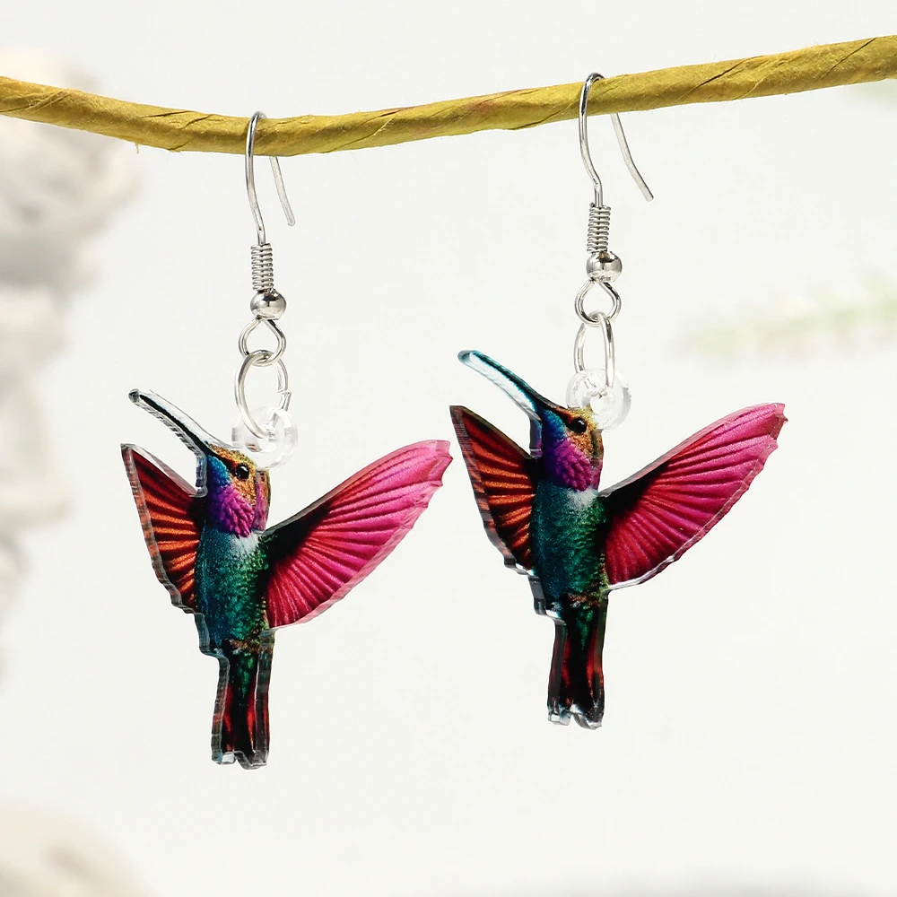 Women's Cute Colorful Hummingbird Dangle Earrings