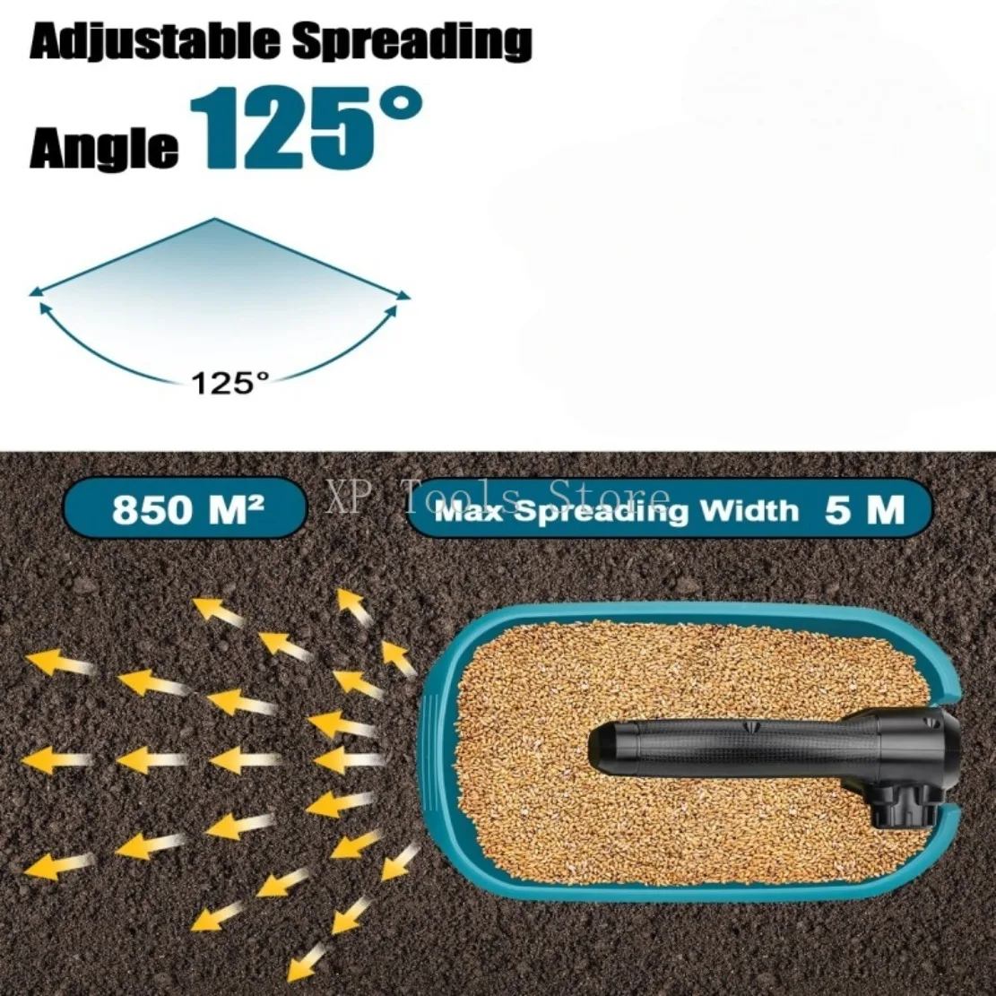 Handheld Electric Fertilizer Spreader 3.3L Cordless: For Makita 18V Battery Seed Lawn Ice Melt Salt