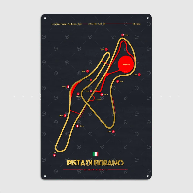 Pista di Fiorano Race Track Map Poster Metal Custom Sign Indoor Decor Pub Club Room Decoration Bar Posters Home Wall Decor