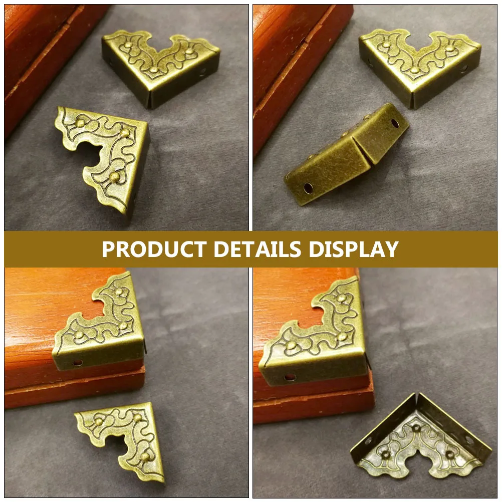 

20Pcs Corner Protectors for Wooden Box Desk Door Bronze Safety Guard Three Sides Edging Guards Corner Protectors