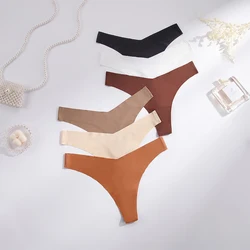 BANNIROU 1Pcs Seamless Thongs Women's Underwear Silk Sexy Sports Panties Female T-back Solid Soft Hot Sale Panties Woman