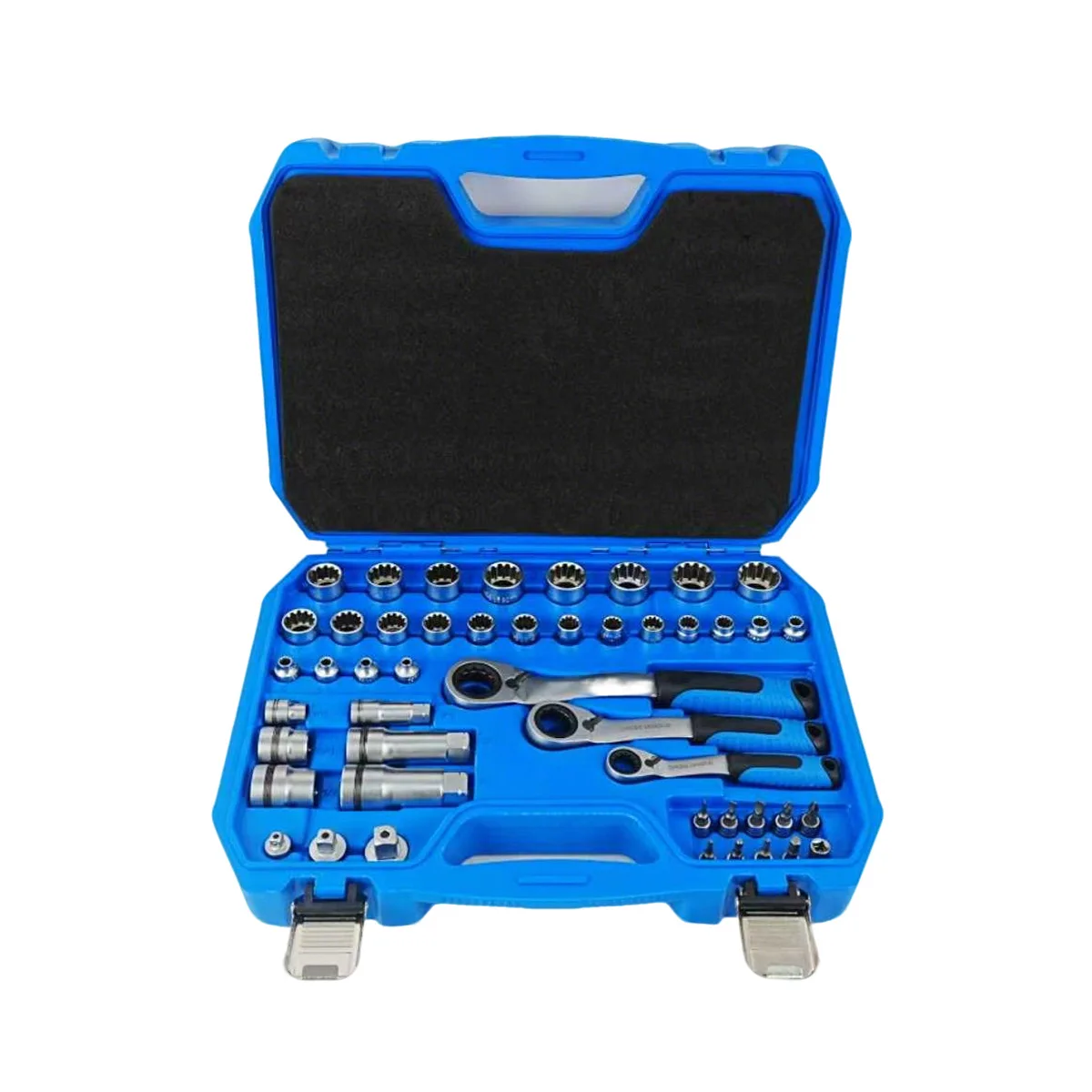 47Pcs Pass-through Ratchet Socket Set, Multi-function 12 Point Tooth Perforated Socket Removal Tool