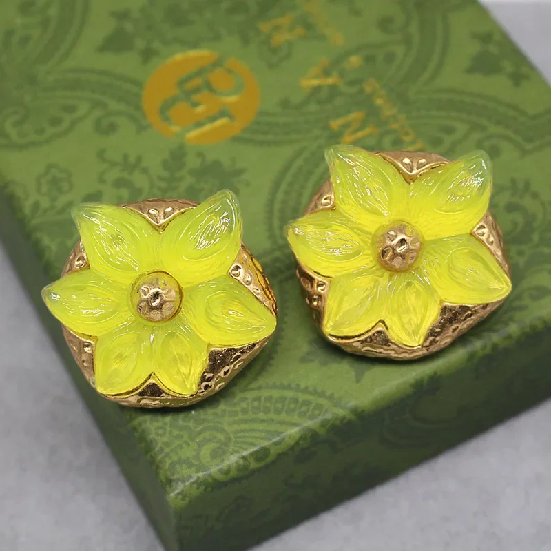 Vintage high sense flower rings niche design vintage studs medieval all-matching rings women's ear clips rings