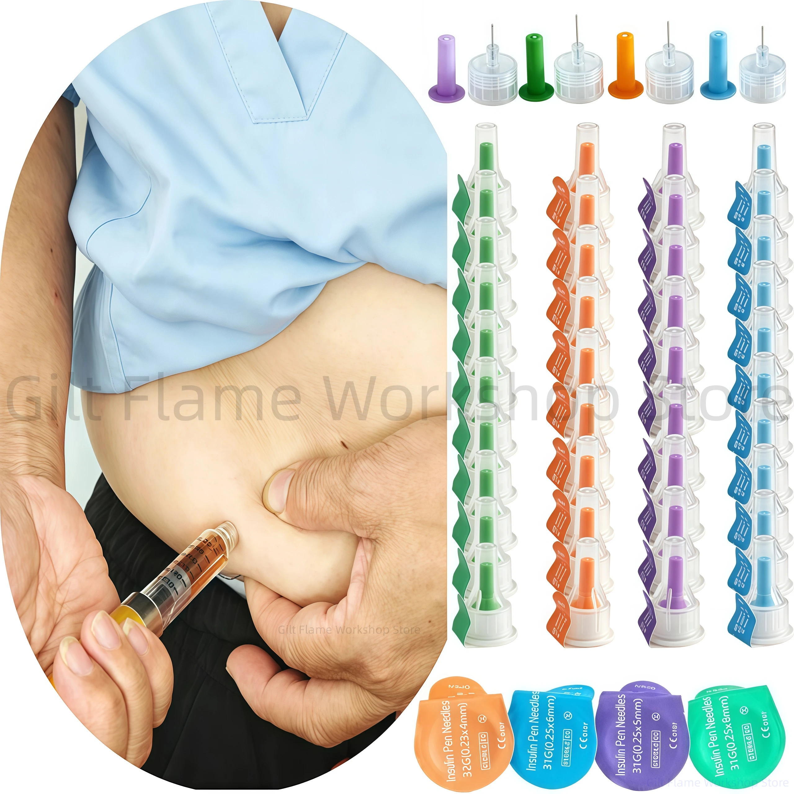 500/300/100pcs BOX 31G 32G Insulin Pen Needles 4mm 5mm 6mm 8mm Universal Disposable Thin Wall Comfortable Tip Widely Compatible