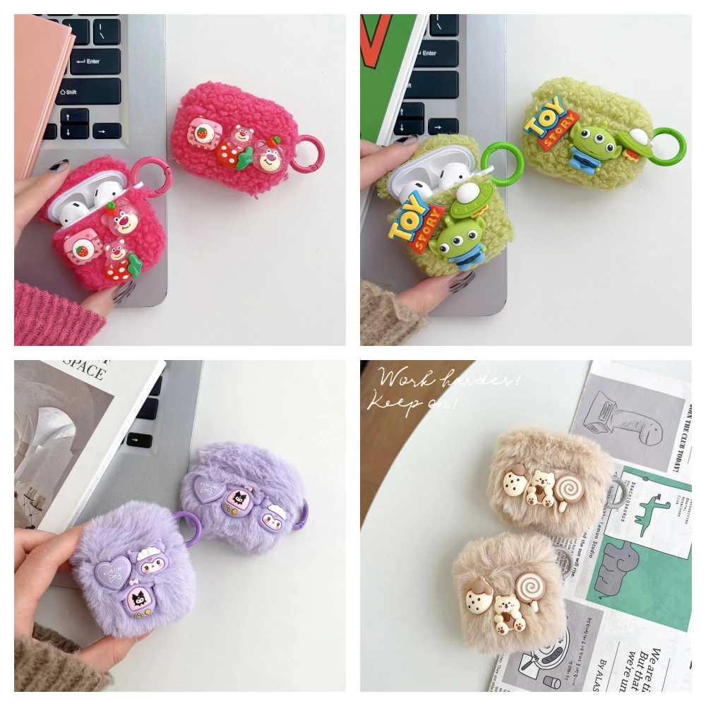 Earphone Case for AirPods Pro 2rd Cute Cartoon Anime Role Lotso Kulomi Headphone for Air Pods 1 2 3 Soft Plush Protect Cover