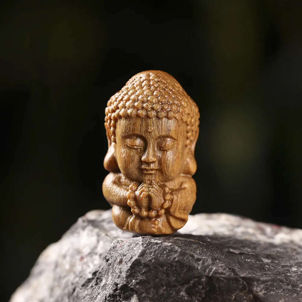 

Delicate Retro Wooden Buddha Pendant Hanging Decor Keychain Pendant Decorative Buddha Ornament DIY Craft Charm