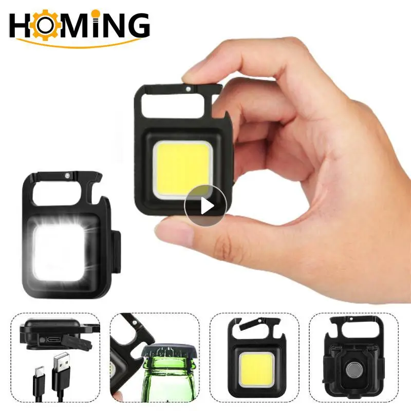 Mini LED Working Light Portable Pocket Flashlight USB Rechargeable Key Light Multi-function Outside camping lamp COB Lantern