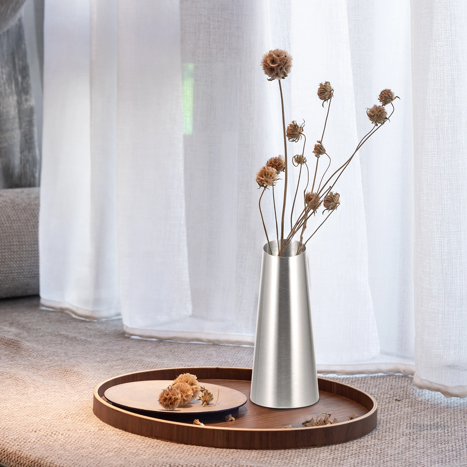 

Small Metal Vase Stainless Steel Flower Arrangement Bottle for Home Decor Centerpiece Dried Artificial Flowers Desktop Planter