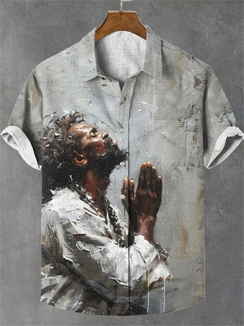 

Men's shirt printed shirt Hawaii fashion casual rock print top 2025 new men's shirt